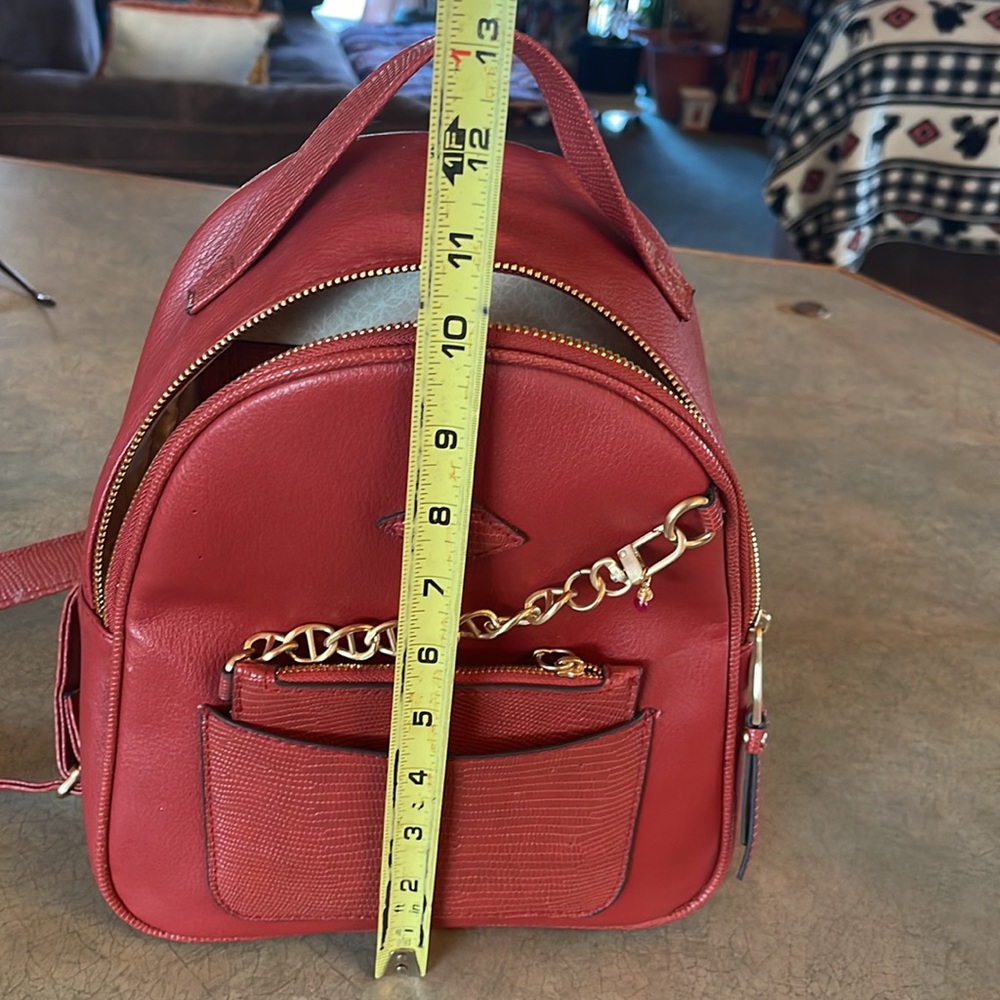 Red Faux Leather Women's Mini Backpack Purse - Picture 6 of 6